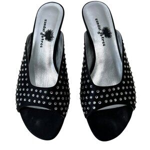 (11-245) Women's Sandal Tree Black & Rhinestone Dress Shoe Sz 7